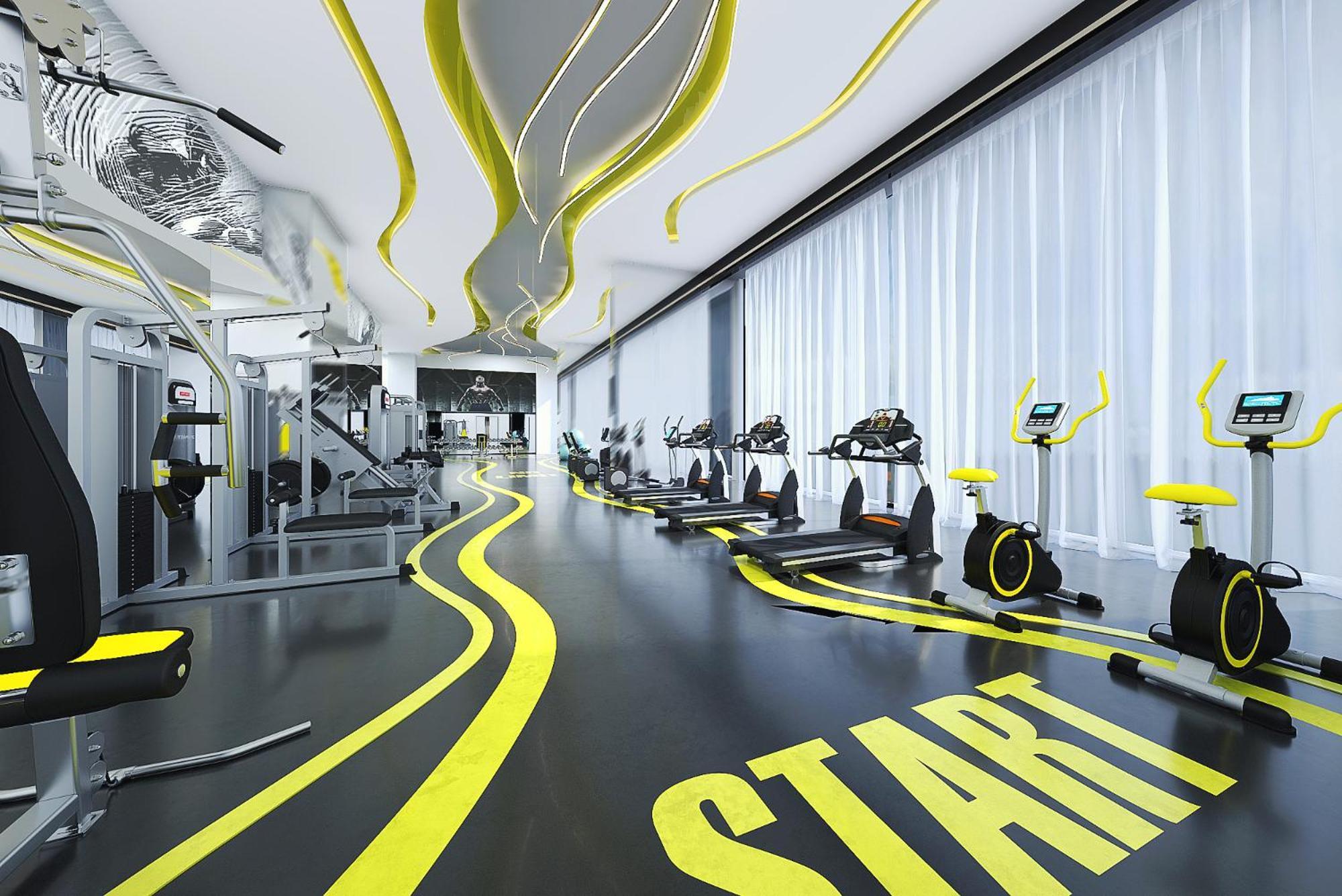 Royal M Al Aqah Beach Resort By Gewan Екстер'єр фото 3D rendering of a gym
